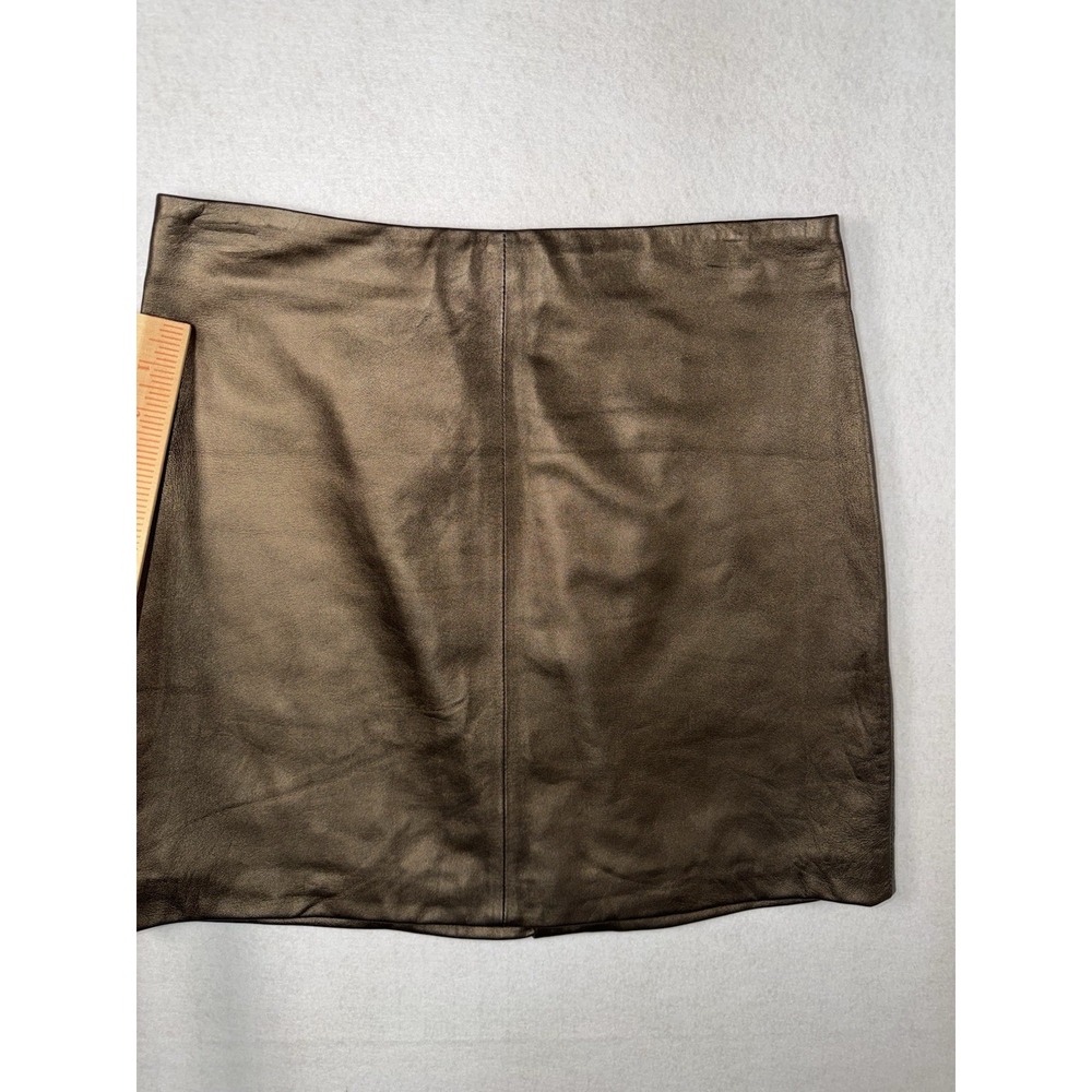 Ann Taylor Genuine Leather Brown Bronze Buttery Soft Mini Skirt Lined Size 4